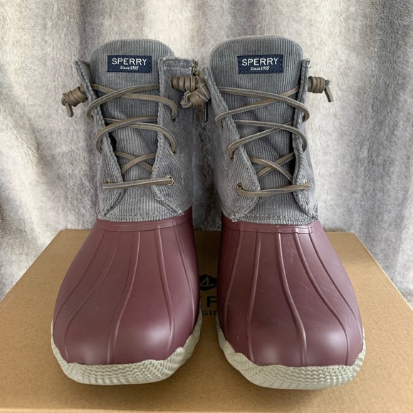 wine sperry duck boots